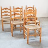 Rustic Friulian chairs with turned legs, set of 12, 1980-1990