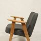 Fauteuil du milieu du siècle, revêtement en laine grise, bois de chêne, chaise longue de Style Vintage après rénovation