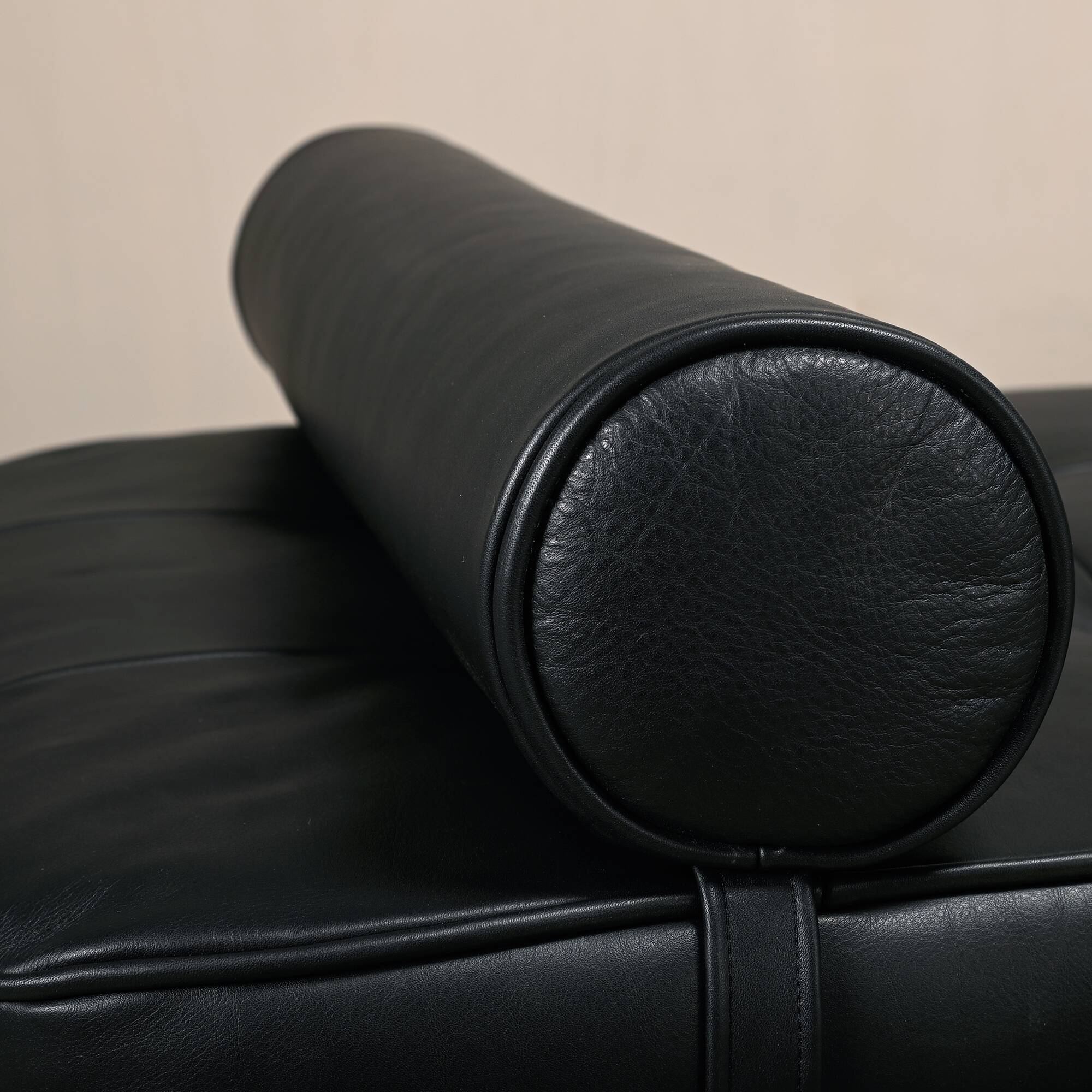 Scandinavian Daybed in Teak and Black Leather attributed to Horsens Møbelfa