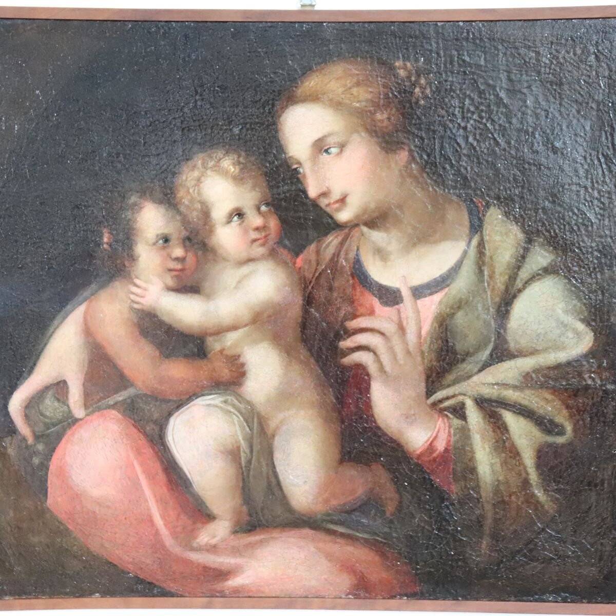 Antique Religious Oil Painting On Canvas, Italy, 18th Century