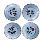 Set of 4 old red rose plates
