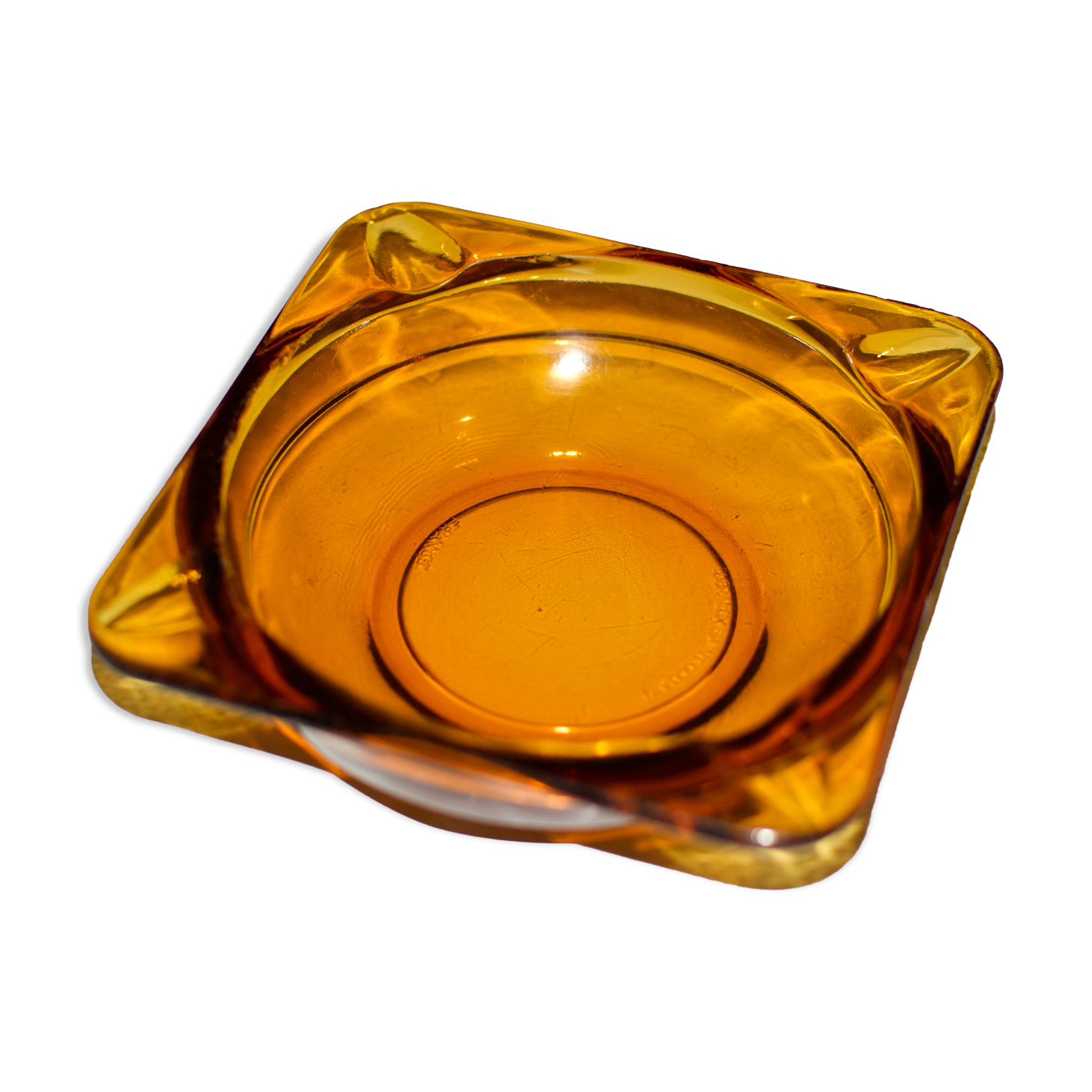 Vintage amber glass ashtray