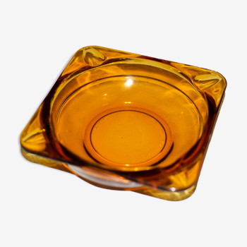 Cendrier vintage en verre ambré