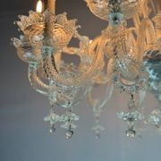 Venetian chandelier in colorless murano glass, 12 light arms, circa 1900