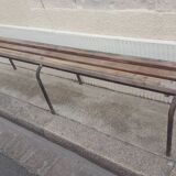 School bench wood and vintage metal
