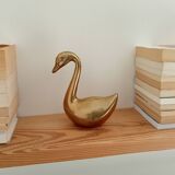 Large swan in solid gilded brass from the 50s