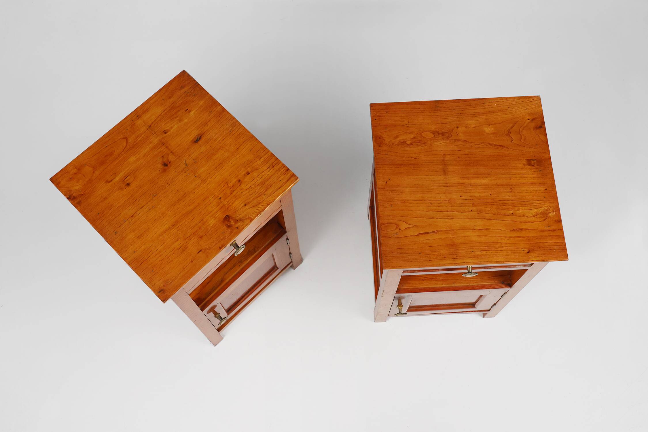 Pair of Art Deco Nightstands in wood, France 1940s