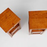 Pair of Art Deco Nightstands in wood, France 1940s