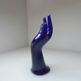 Vintage blue ceramic hand