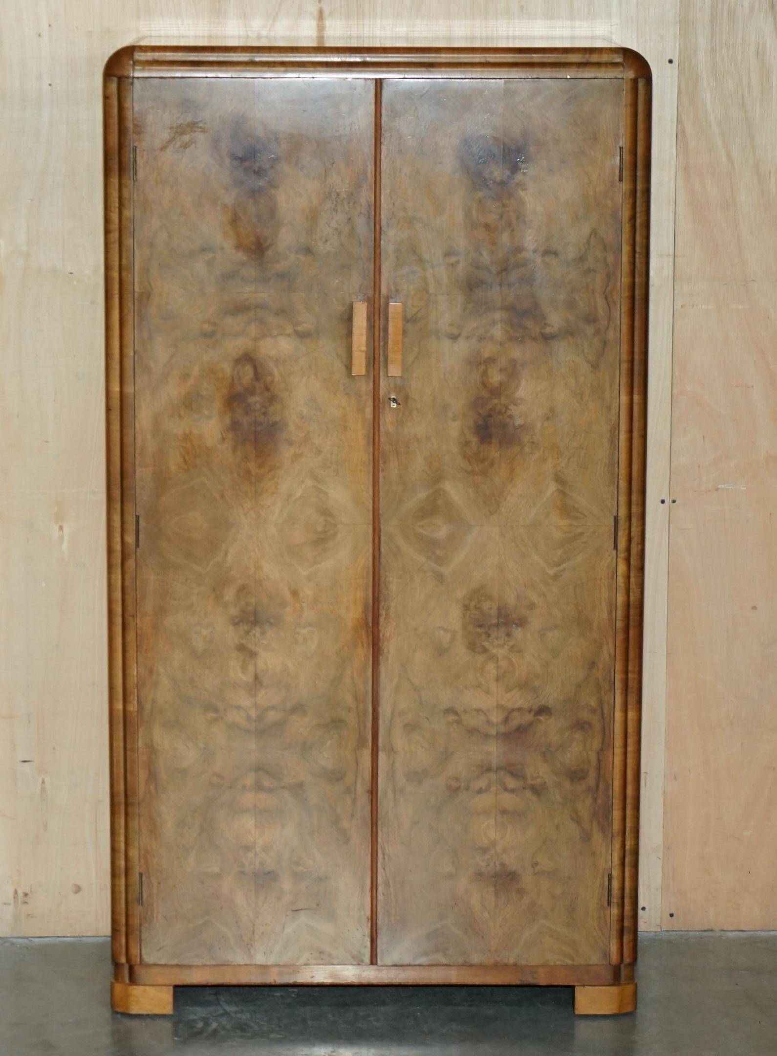 Small Art Deco wardrobe in satin walnut, circa 1930.