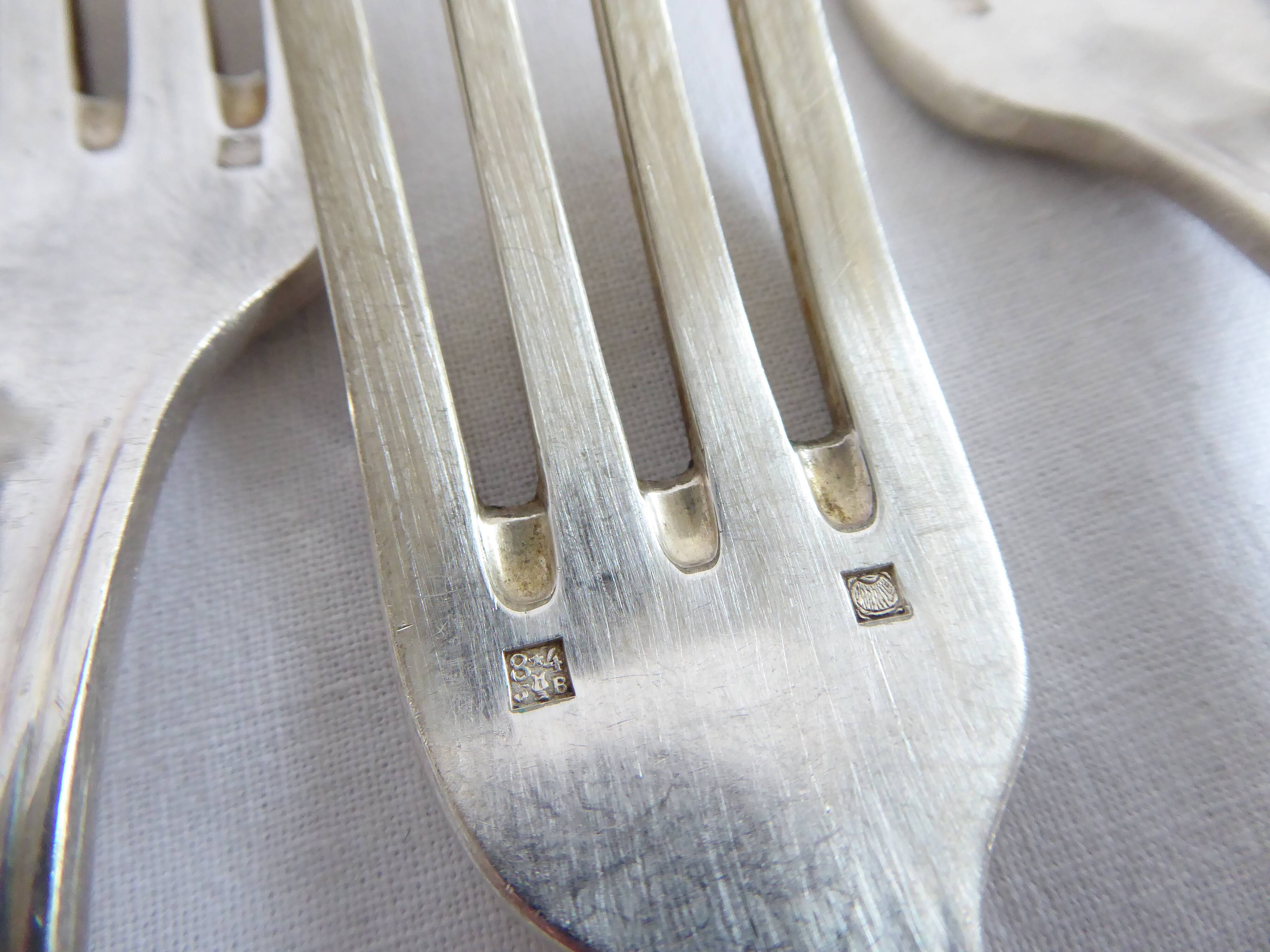 Orbrille JB silver metal cutlery set 37 pieces