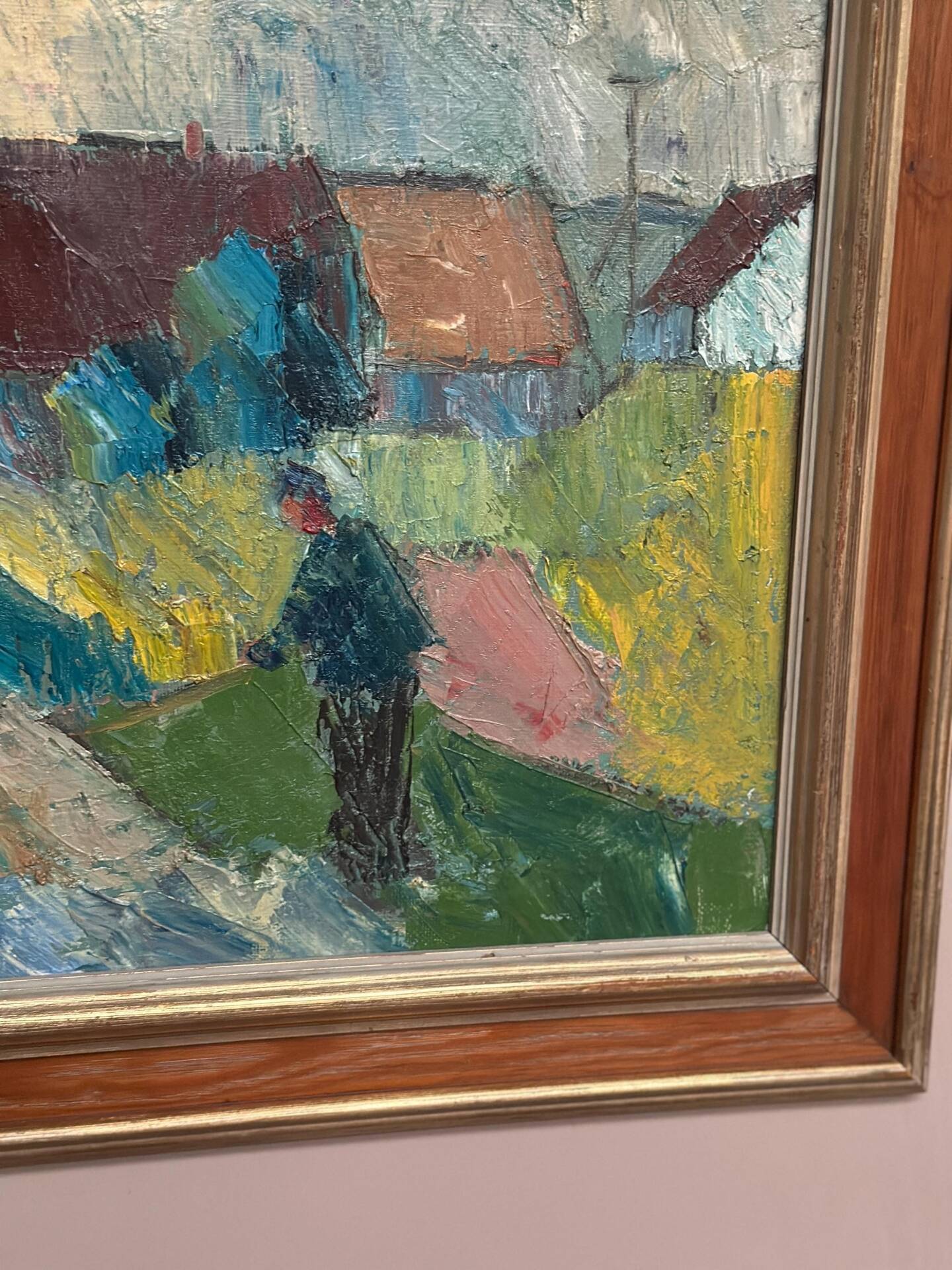 Huile sur toile suédoise – « Fermes » par Arnold William Pedersen