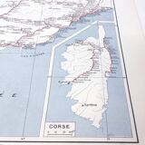 Old map of Corsica and southern Mediterranean France 43x43cm from 1950
