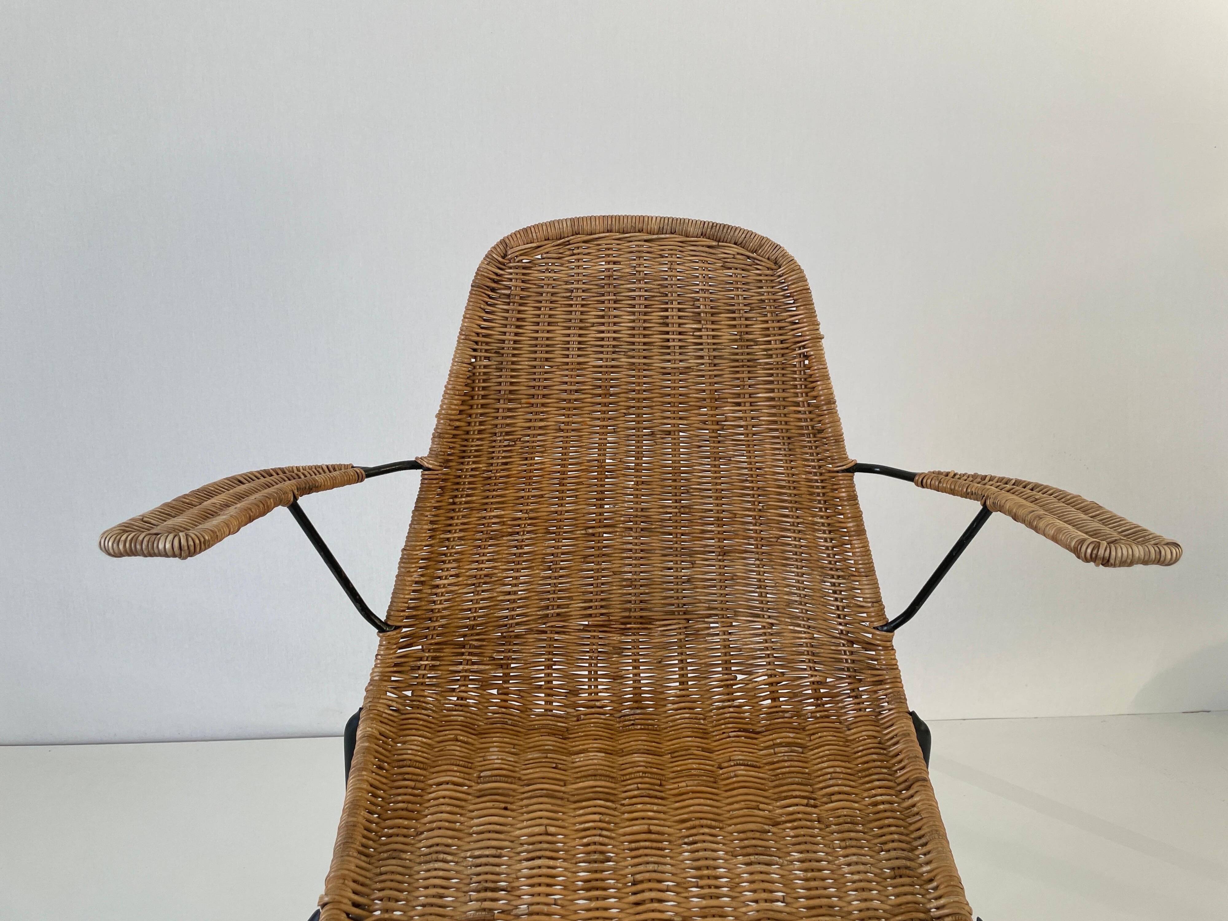 Wicker armchair and footrest, Germany, 1960s