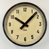 Black industrial factory wall clock from IBM, 1950s