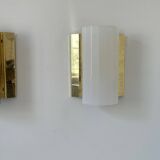 Pair of brass and perspex wall lights, Fagerhult Sweden 1970
