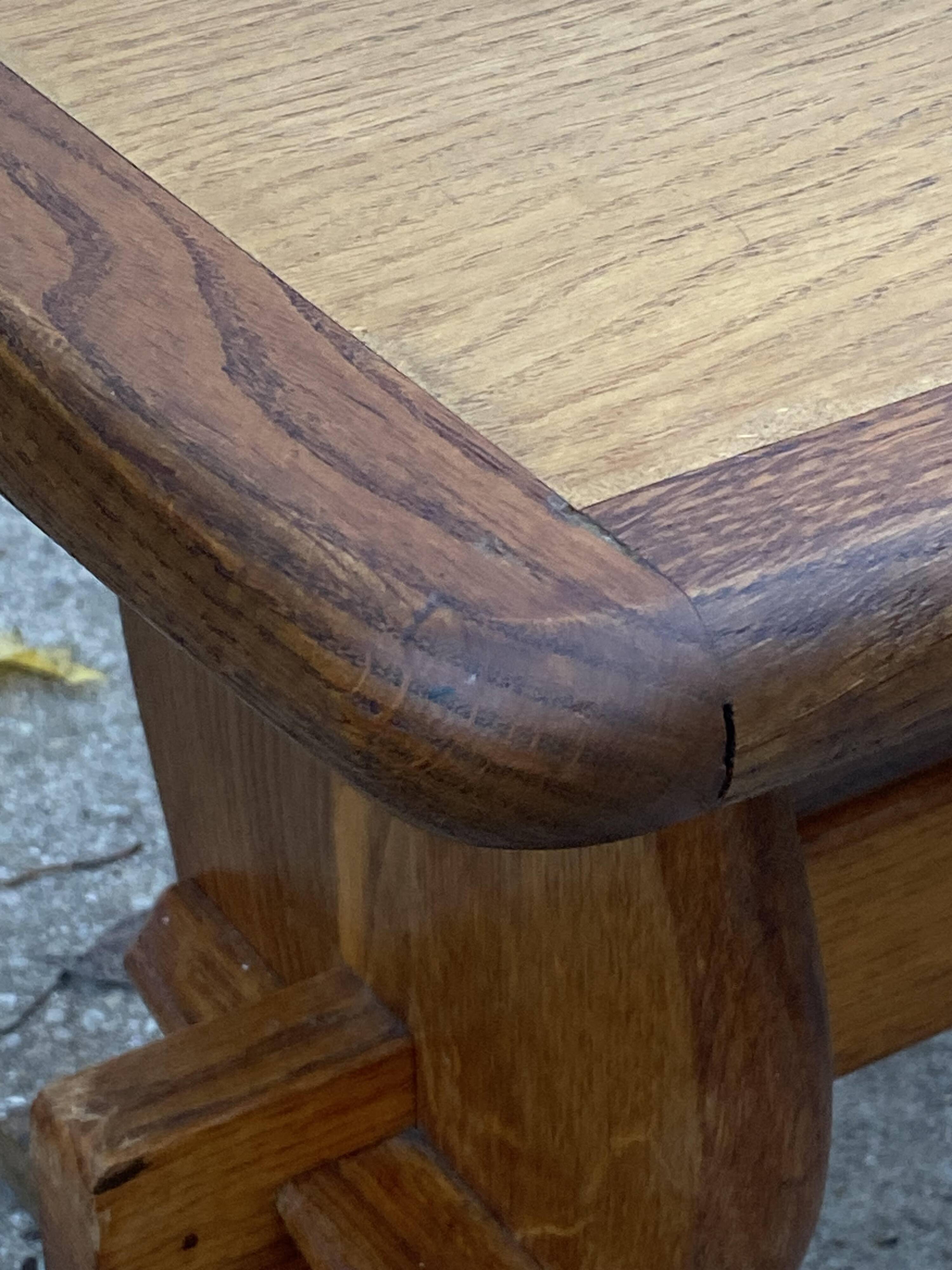 Rustic oak farmhouse coffee table, monastery style, 1950s