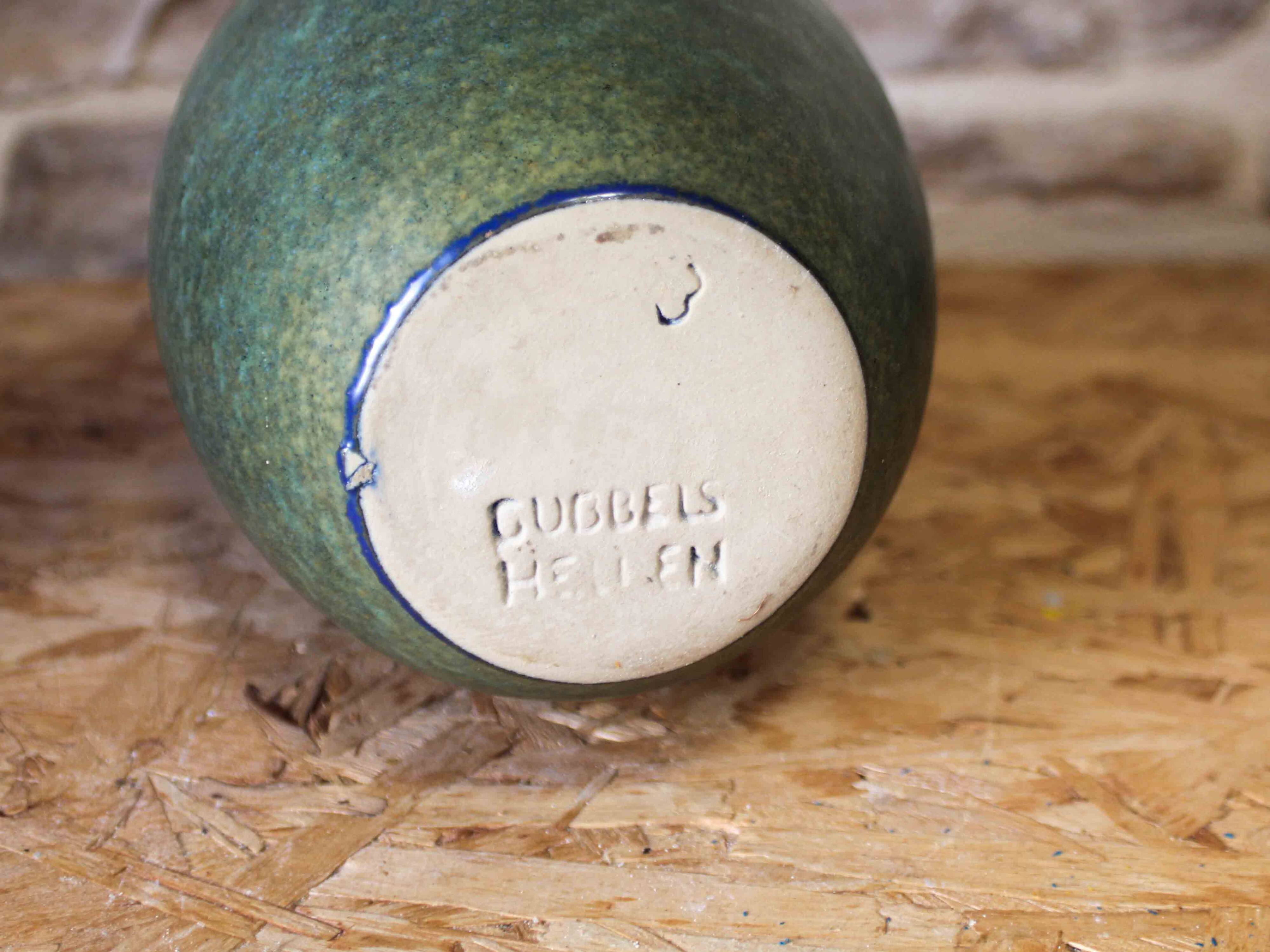 Glazed ceramic bottle vase Gubbels Pottery (Netherlands)