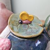 Terracotta frog-shaped teapot by vintage Ibuki Japan