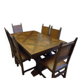 Dining table and 6 solid wood chairs from the 1950s.