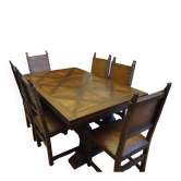 Dining table and 6 solid wood chairs from the 1950s.