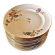 12 M8S France porcelain dessert plates, floral design