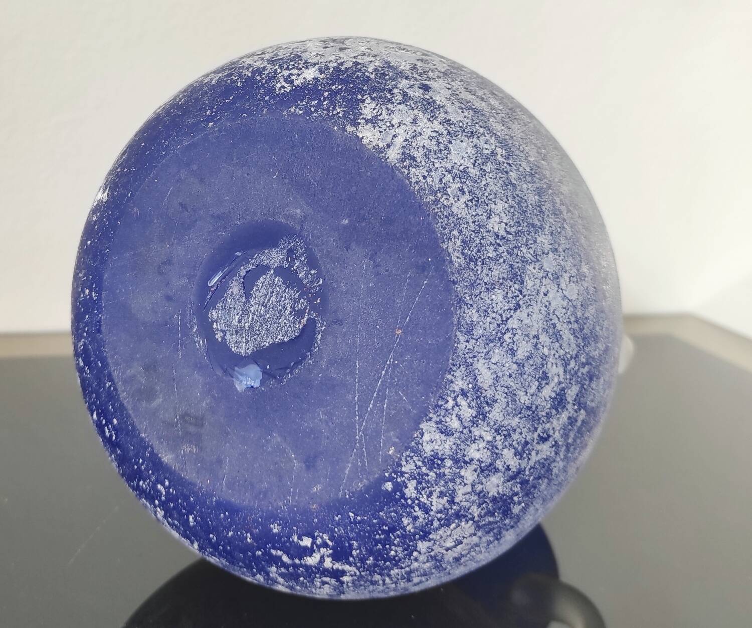 Vintage cobalt blue powdered glass amphora vase