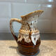 Vintage ceramic pitcher / jug - Speckled glaze effect and relief