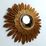 Vintage golden sunburst mirror, 1960s