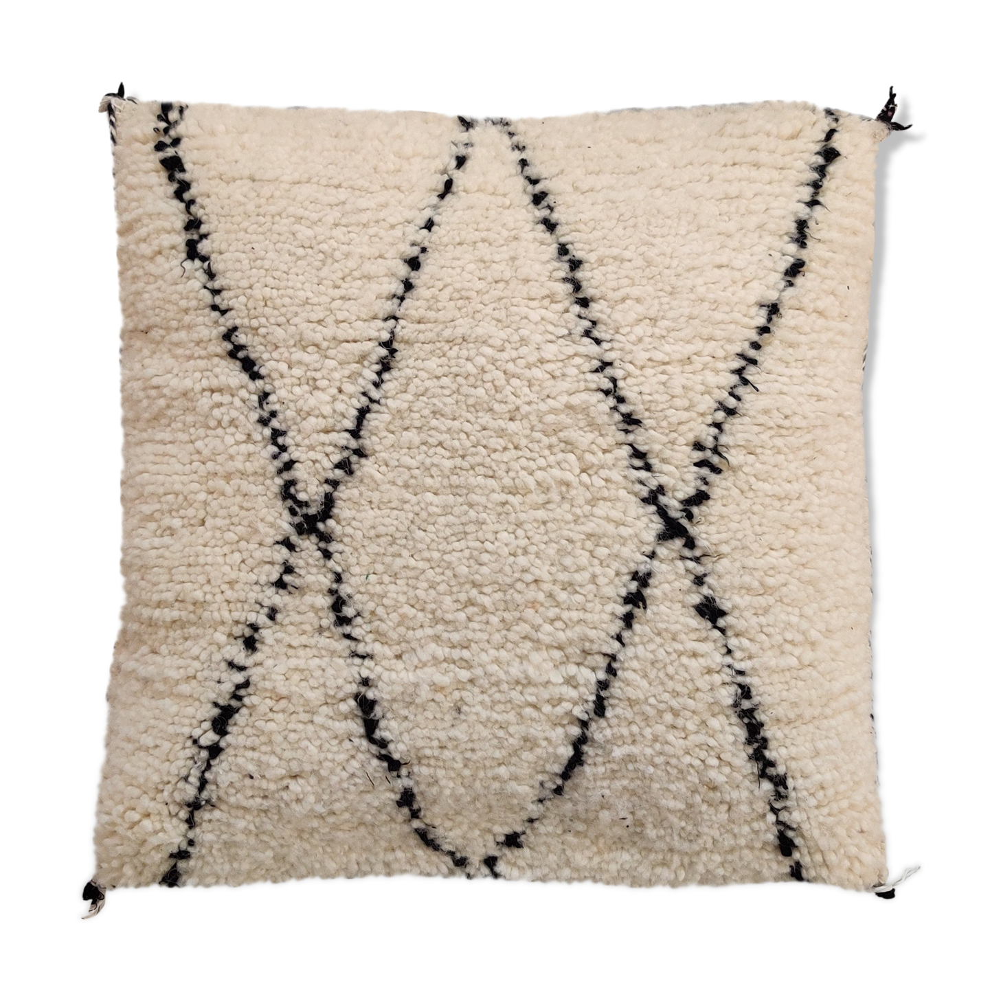Moroccan cushion in black and white wool 55x55cm