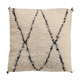 Moroccan cushion in black and white wool 55x55cm