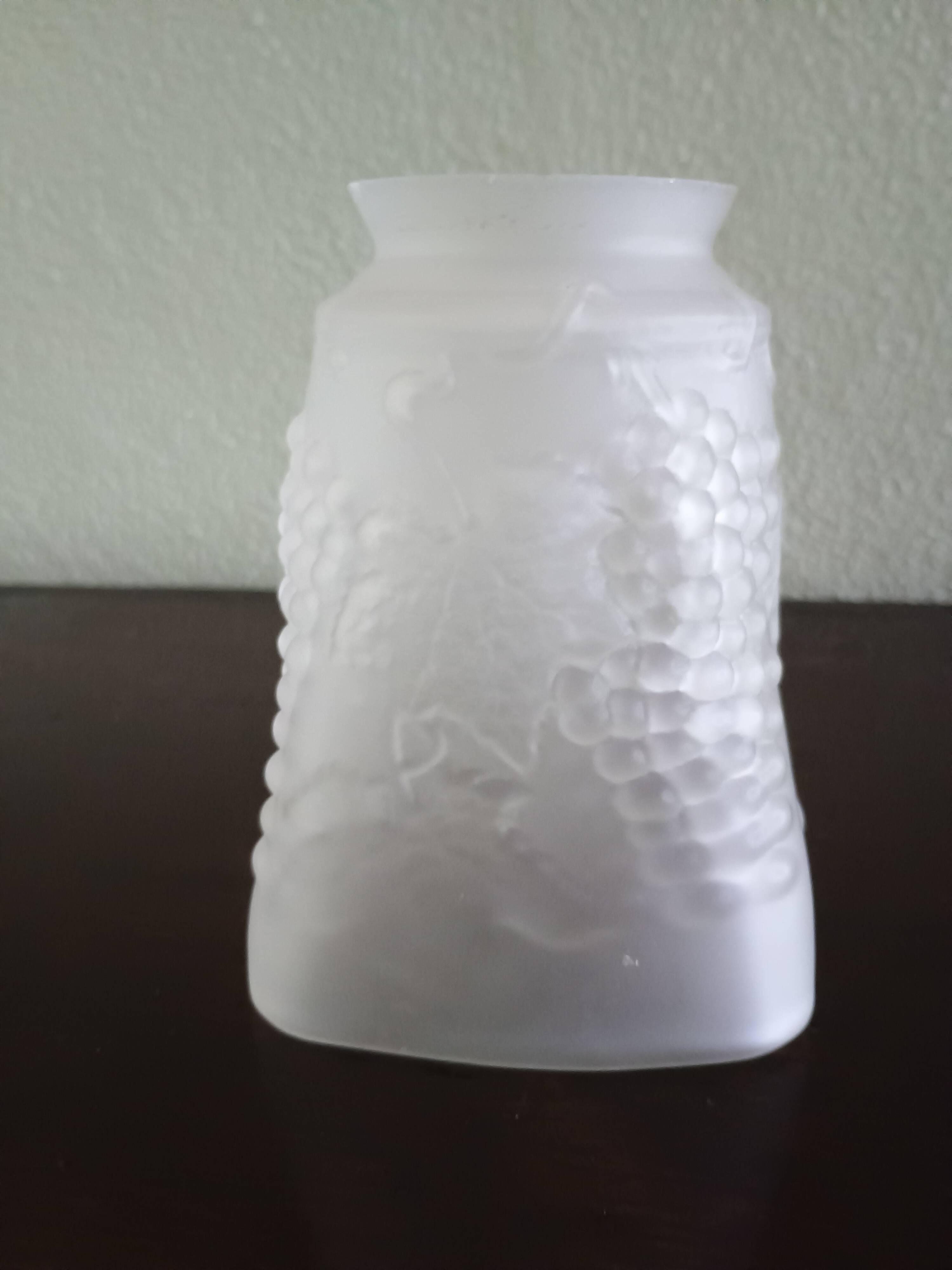 Tulipe lustre ou lampe moulé aux pampre de vigne raisin - verre dépoli