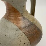 Vintage stoneware pitcher, iridescent two-tone enamel - 1960s-1970s