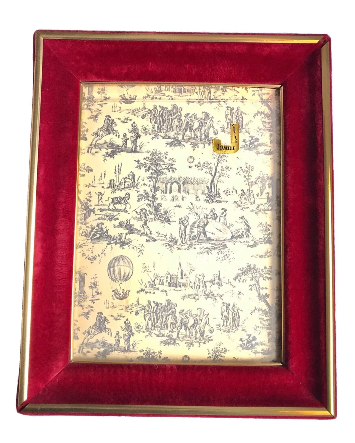 Photo frame in red velvet Bordeaux CREATION JEANCELLE - Vintage 50s