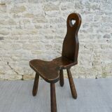 Mountain chair in solid wood, carved with gouge, 60s