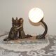 French Art Deco Table Lamp – Kneeling Girl with Dog & Clichy Glass Shade