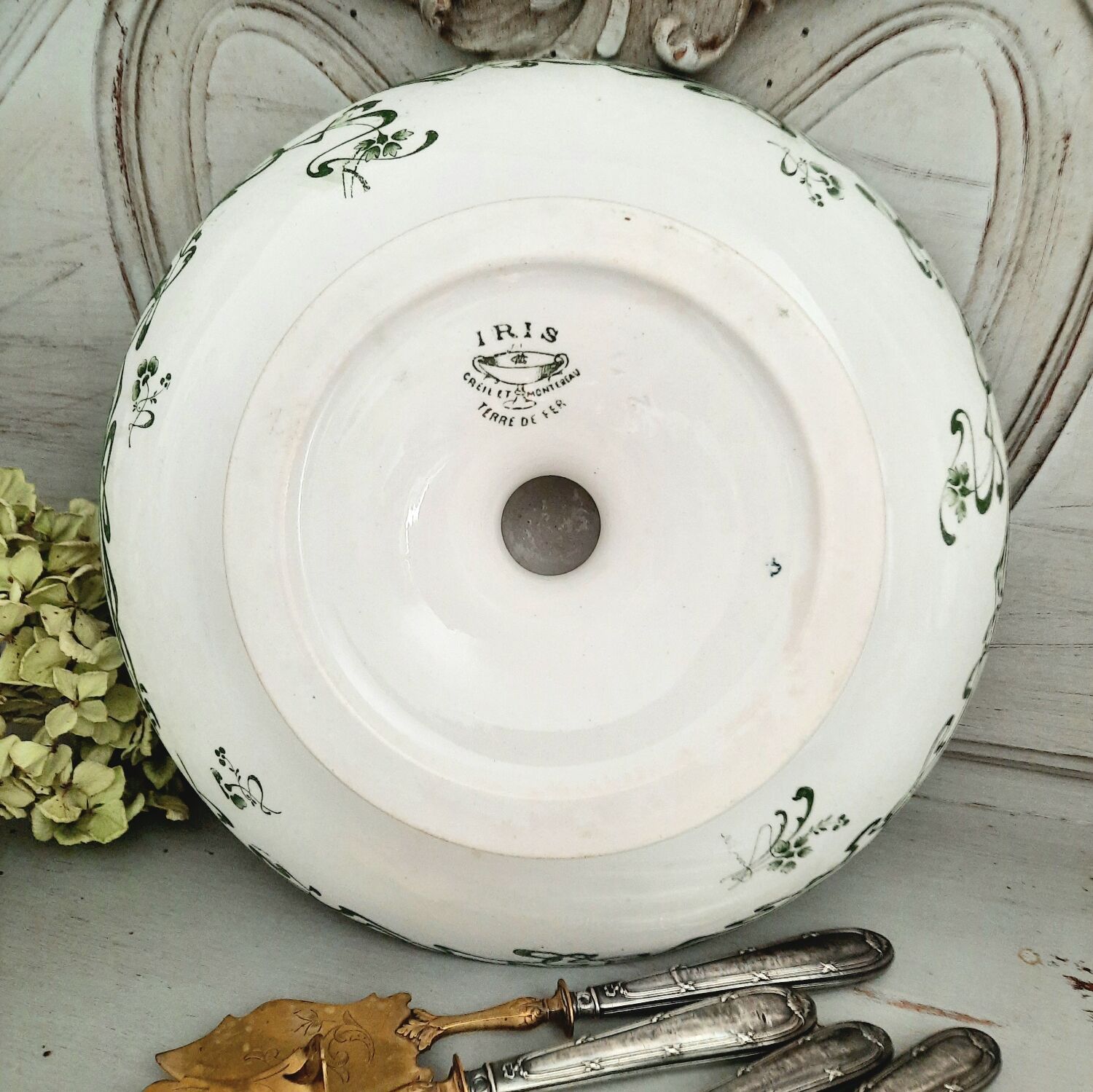 Antique earthenware fruit bowl