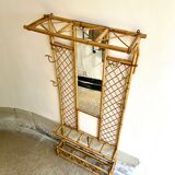 Wall-mounted coat rack with mirror and umbrella stand, 1950s-60s