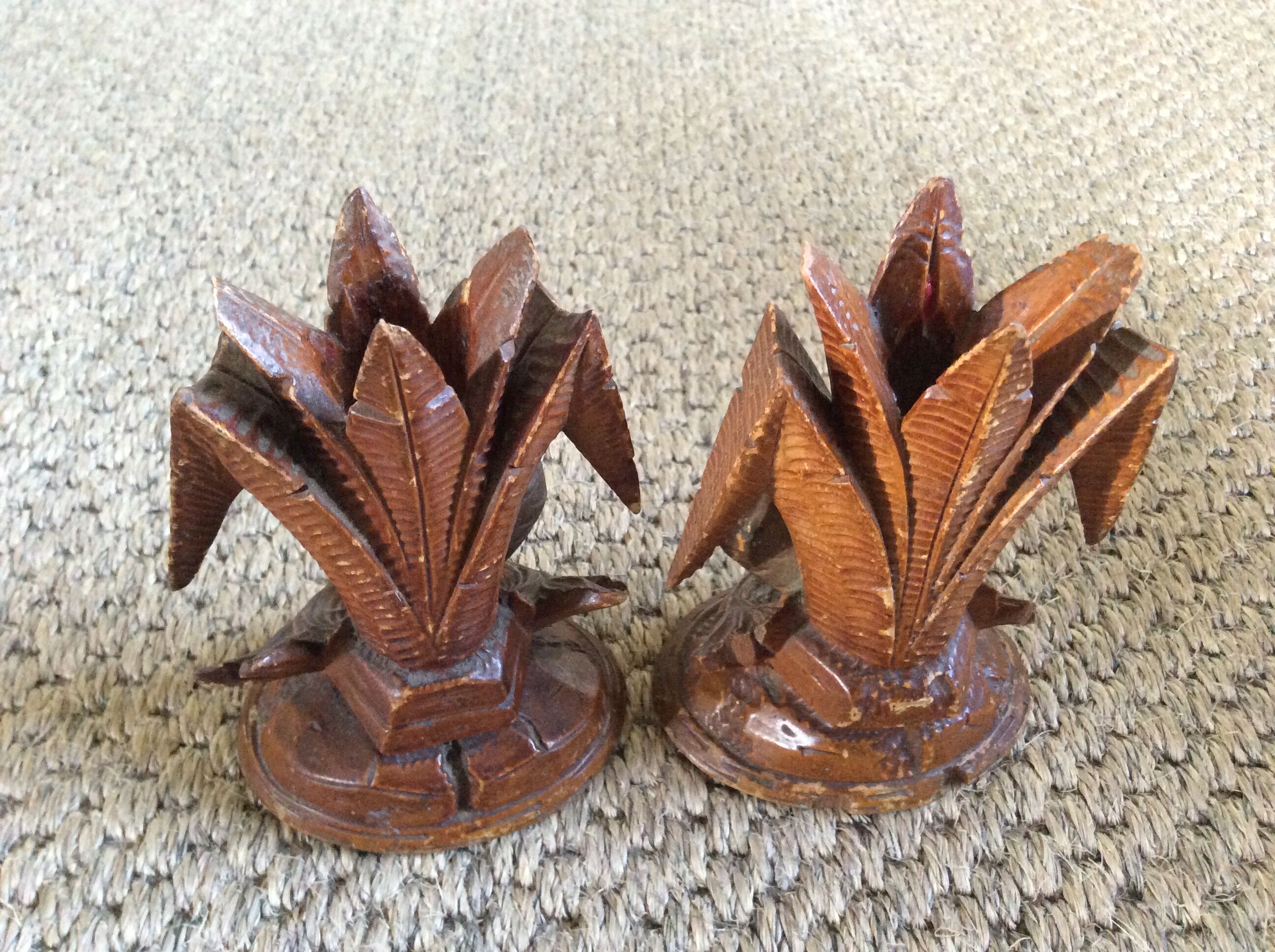 2 wooden candle holders