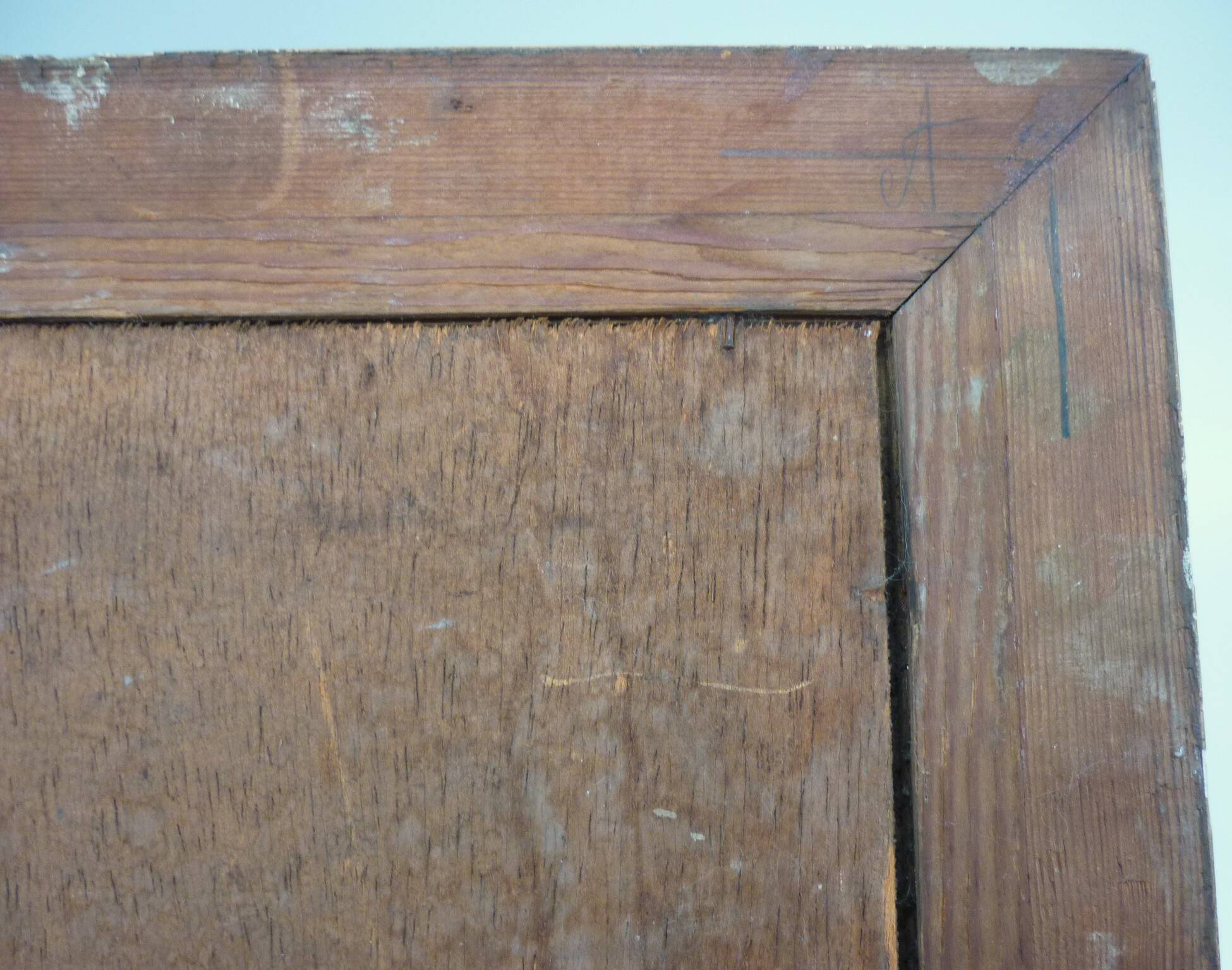 Tableau, huile sur panneau "Bonjour Grand Père", début XXème, cadre doré