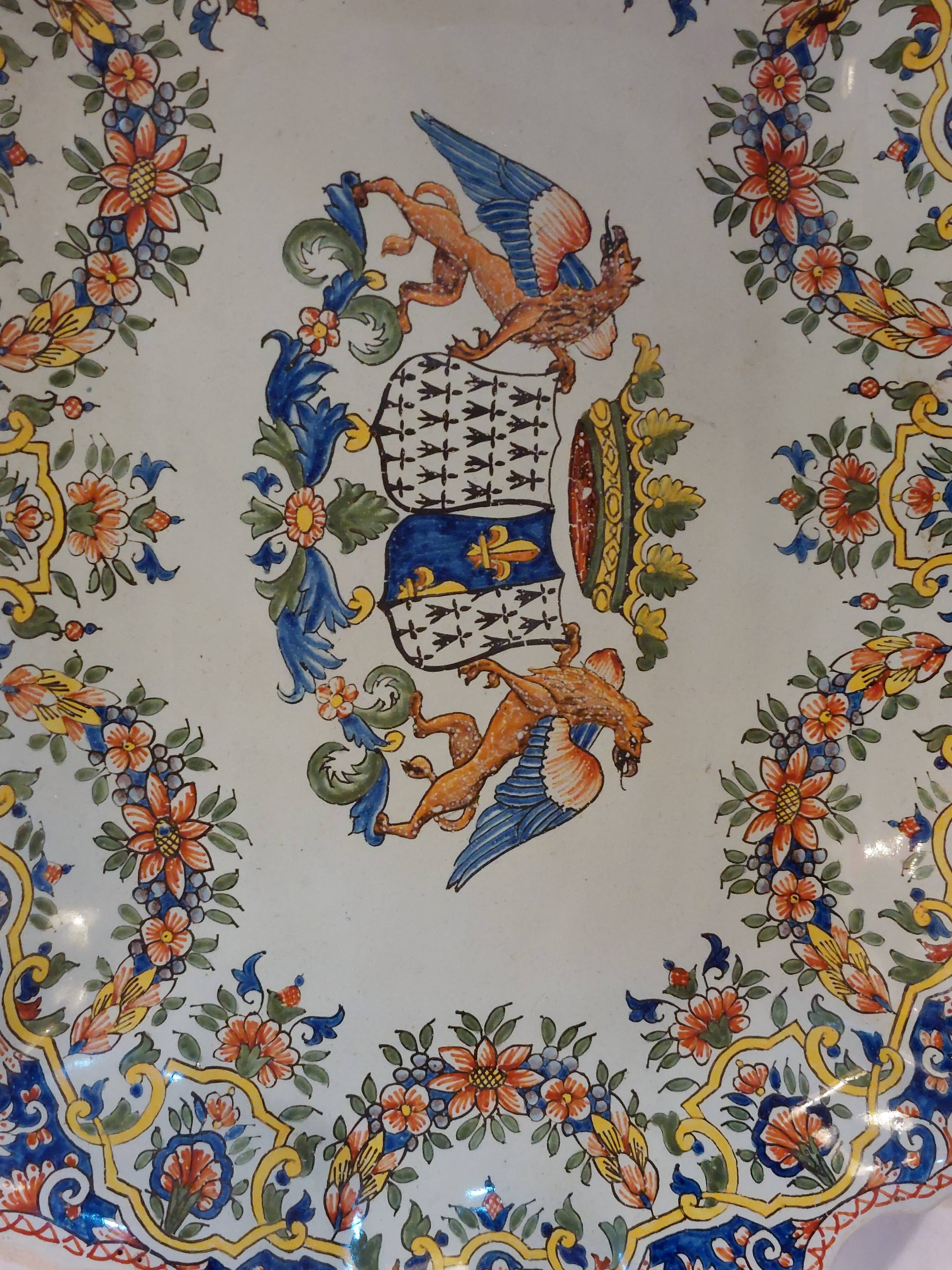 Quimper earthenware dish PB for beautiful porquier.