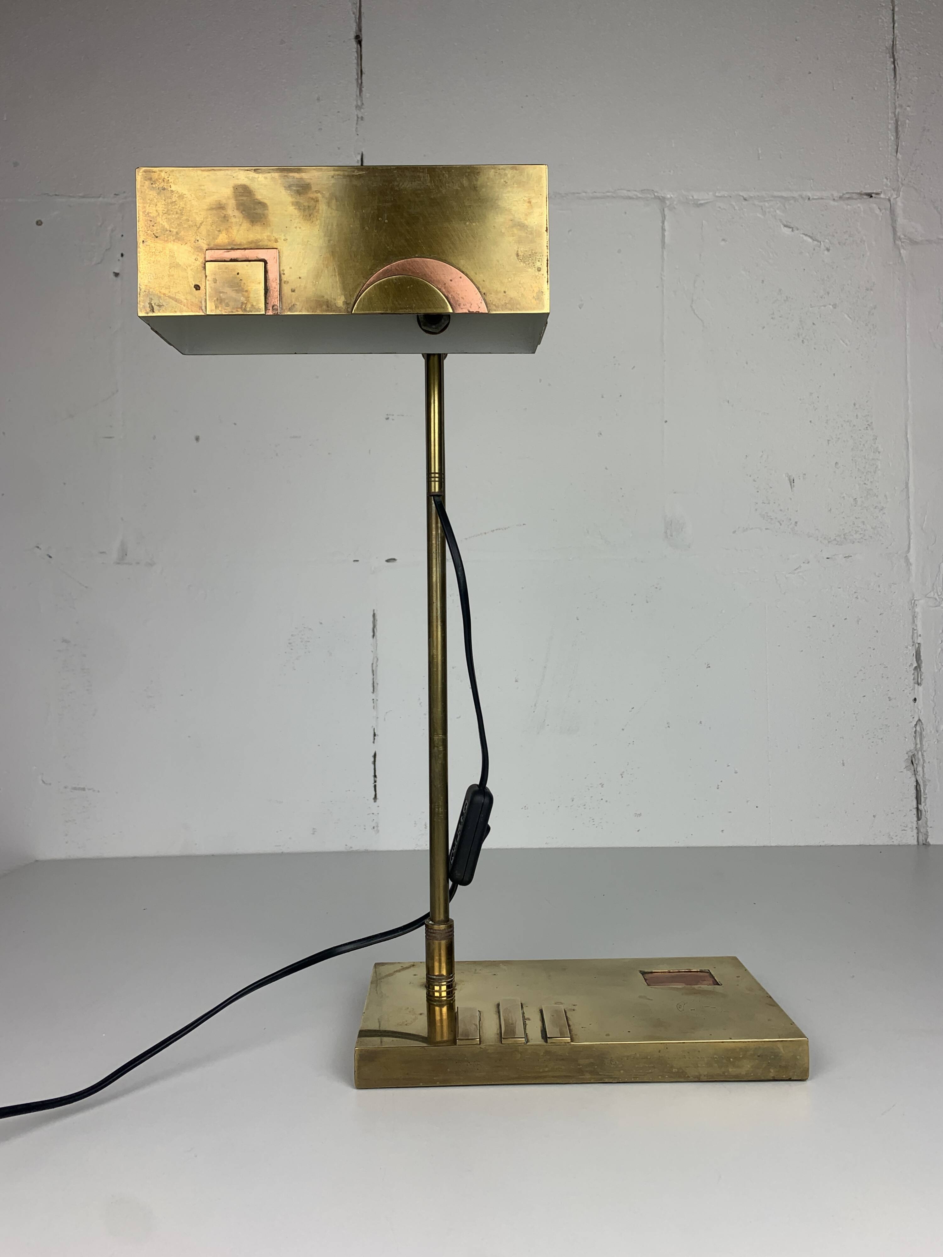 Brass Bauhaus Art Deco architectural Marcel Breuer style desk or table lamp