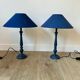 Pair of classic navy blue wooden lamps 57x25 very beautiful