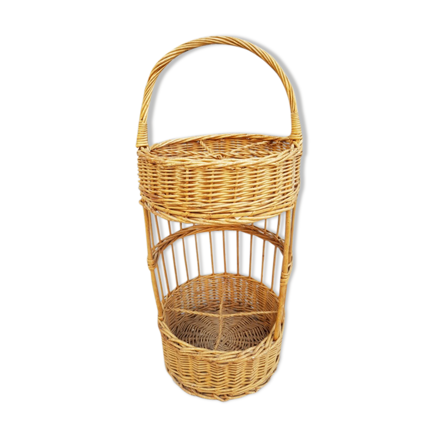 Porte bouteilles en rotin vintage