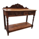 Victorian Gothic Oak side table, decorative carved round 1920. Green Mask decoration
