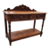 Victorian Gothic Oak side table, decorative carved round 1920. Green Mask decoration