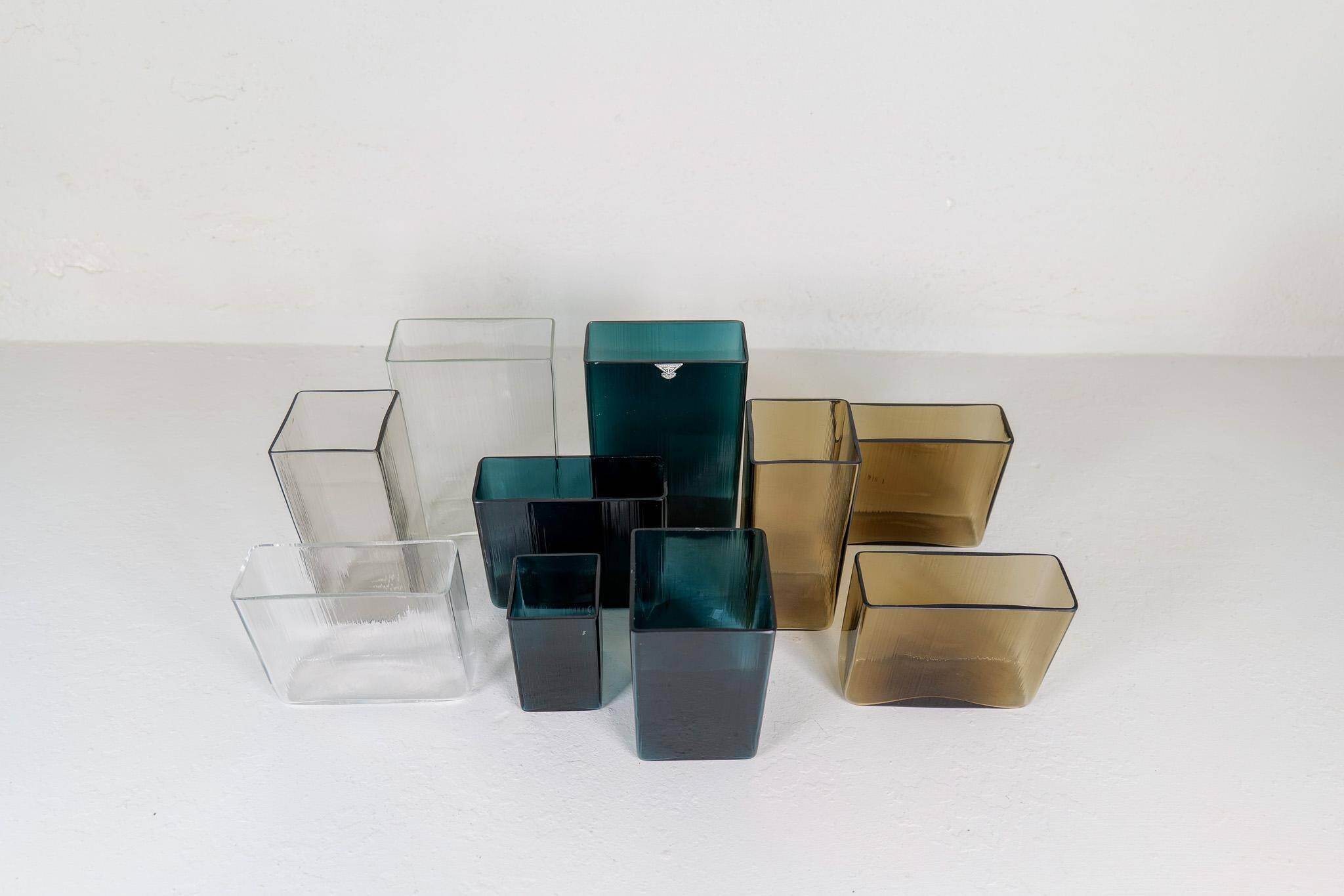 Midcentury Modern collection of ten "Ice" vases by Gullaskruf, Sweden, 1960s.