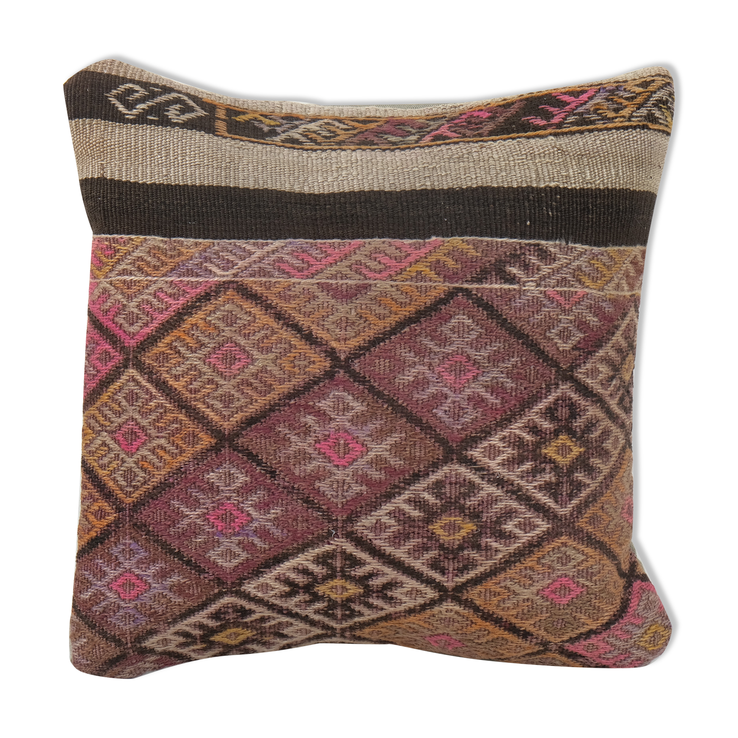 Square handwoven kilim pillow