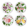 4 assiettes vintage en barbotine décor fruits