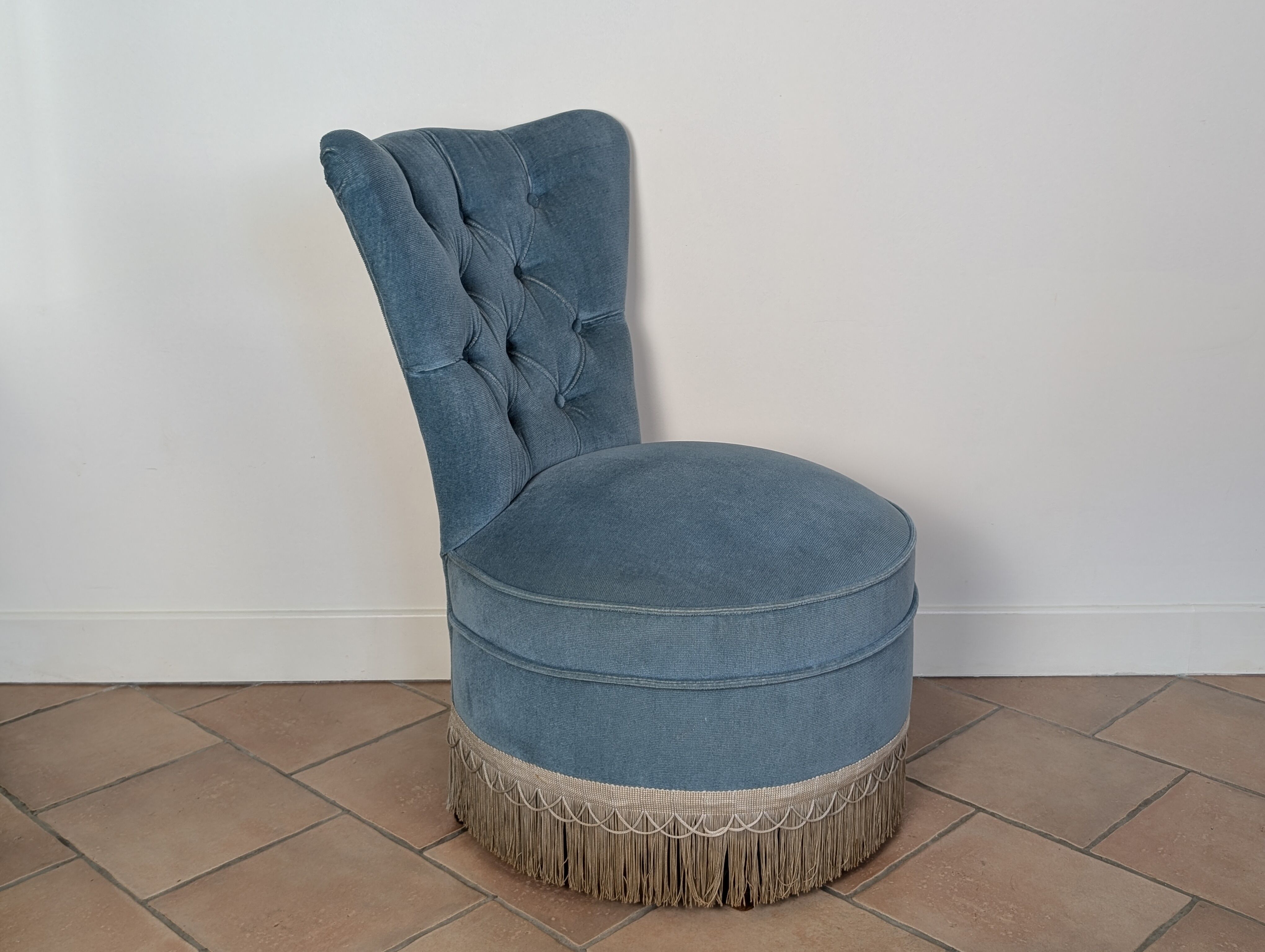 Fauteuil crapaud en velours
